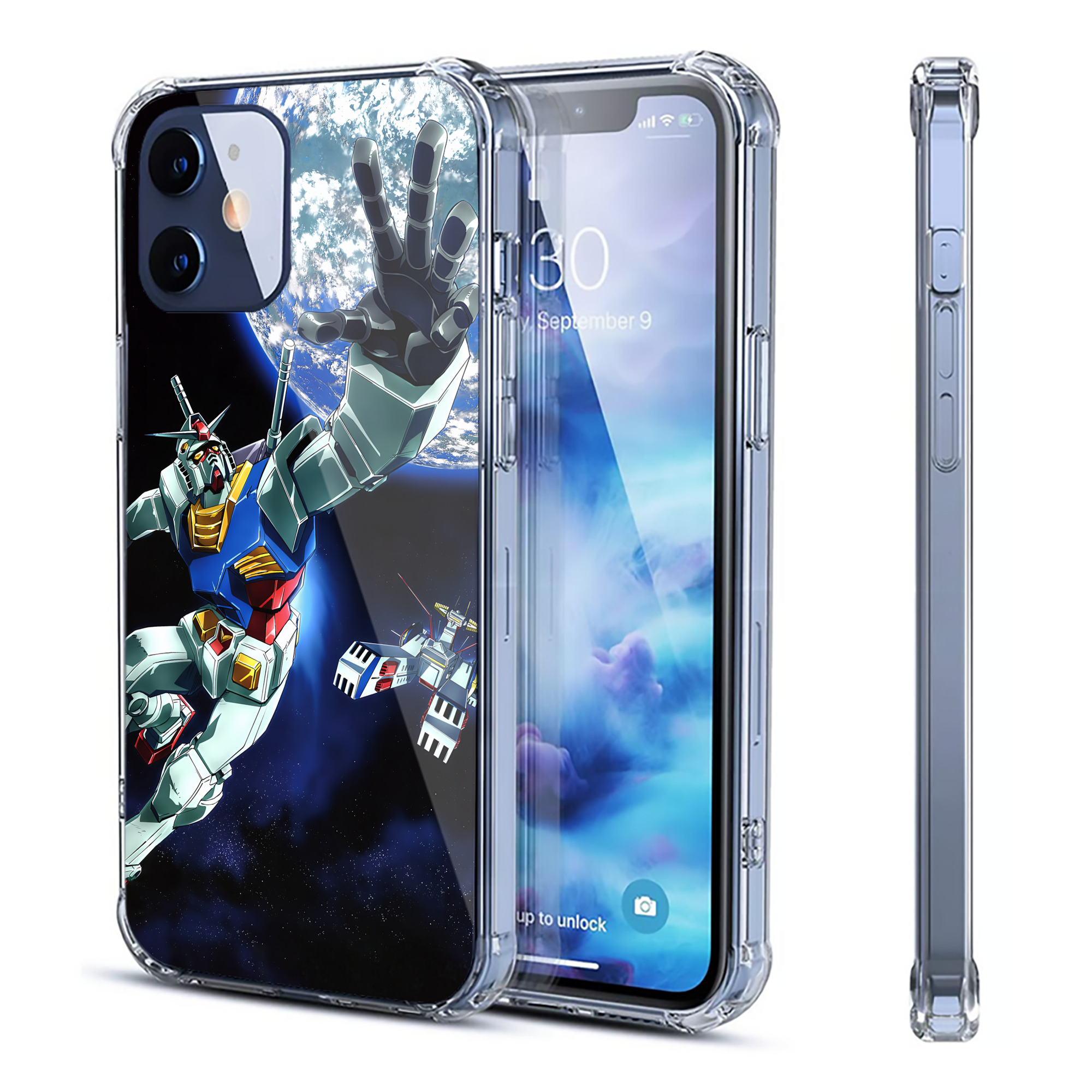 （画像用） 機動戦士ガンダム Mobile Suit Gundam 【iPhone 12シリーズ対応】透明スマホケース（クリアソフトケース）